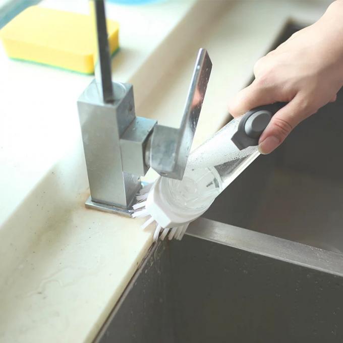 El pote de mano del lavado del plato de la cocina cepilla el cepillo limpio de dispensación de la manija larga del cepillo del plato del jabón automático